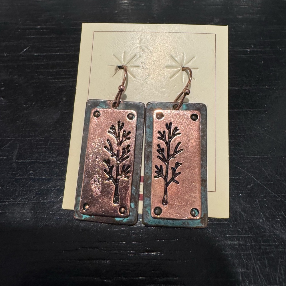 Copper Tree Design Earrings